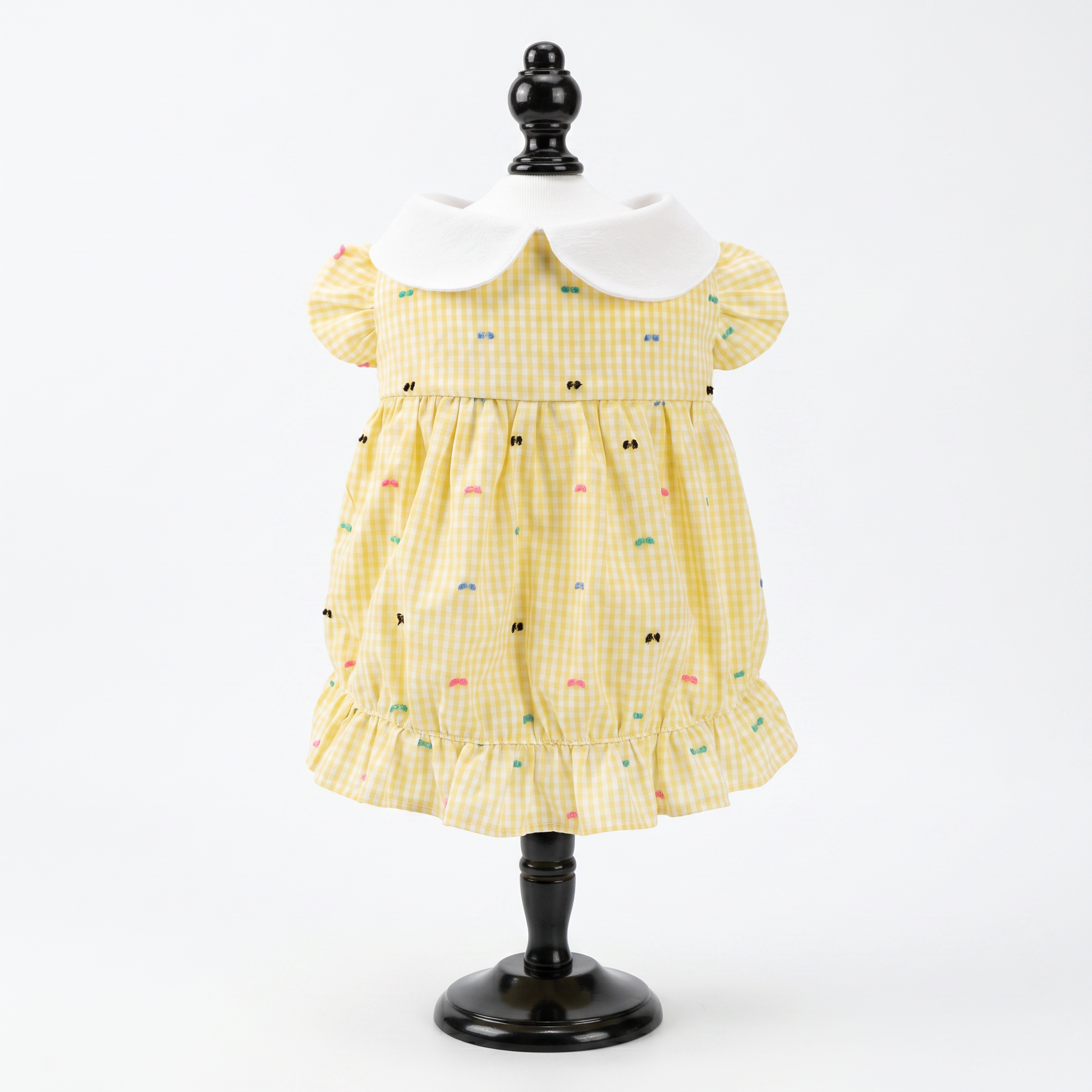 [Chubby melon]Cute Plaid Pet Ruffle Hem Princess Gown, Breathable Daily Outfit for Small Dogs & Cats
