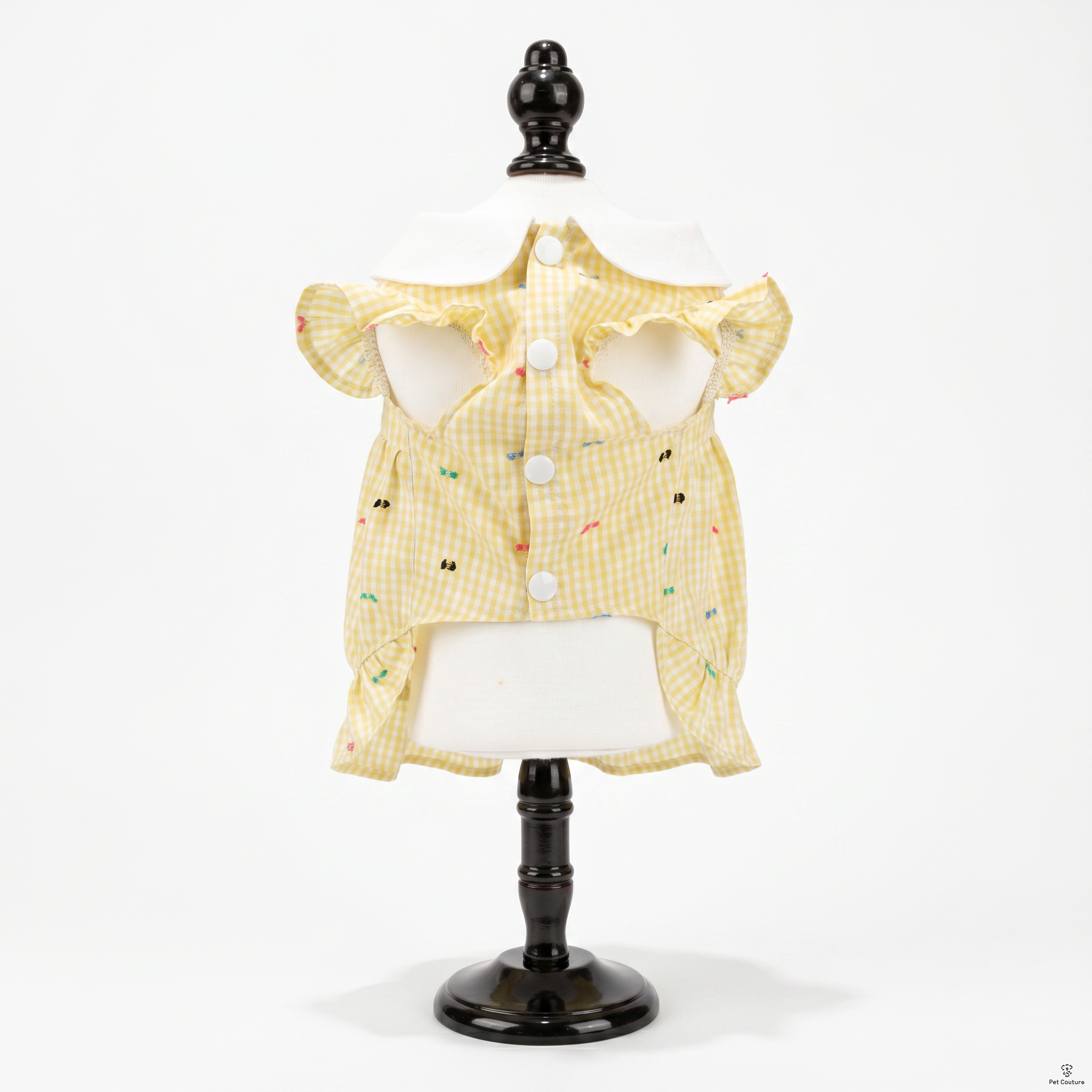 [Chubby melon]Cute Plaid Pet Ruffle Hem Princess Gown, Breathable Daily Outfit for Small Dogs & Cats