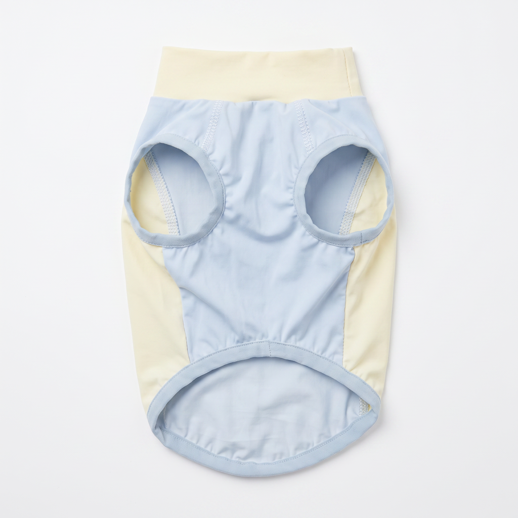 【Chubby Melon】 Summer Cool Dog Shirt Light Blue Yellow Stretchy Pet Tank Clothes Daily Walking Puppy Outfit