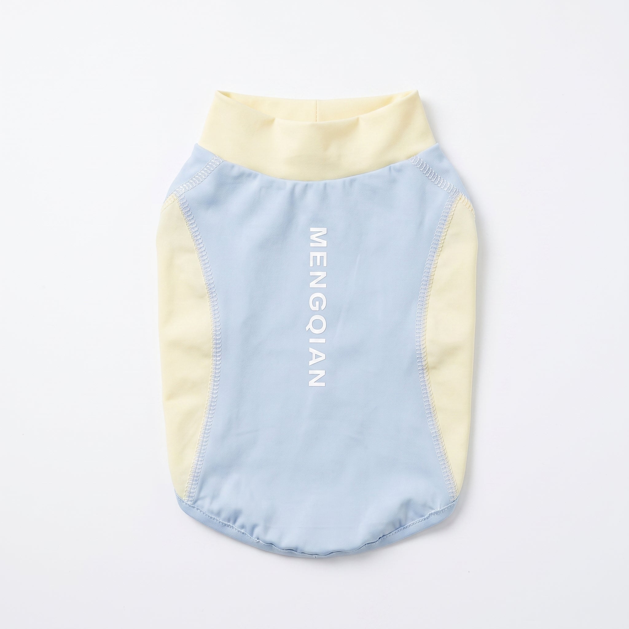 【Chubby Melon】 Summer Cool Dog Shirt Light Blue Yellow Stretchy Pet Tank Clothes Daily Walking Puppy Outfit