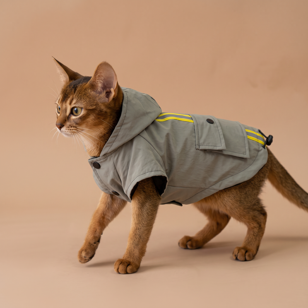 【Chubby Melon】Waterproof Hooded Dog Rain Jacket Windproof Reflective Stripe Puppy Outdoor Coat for Small Dogs
