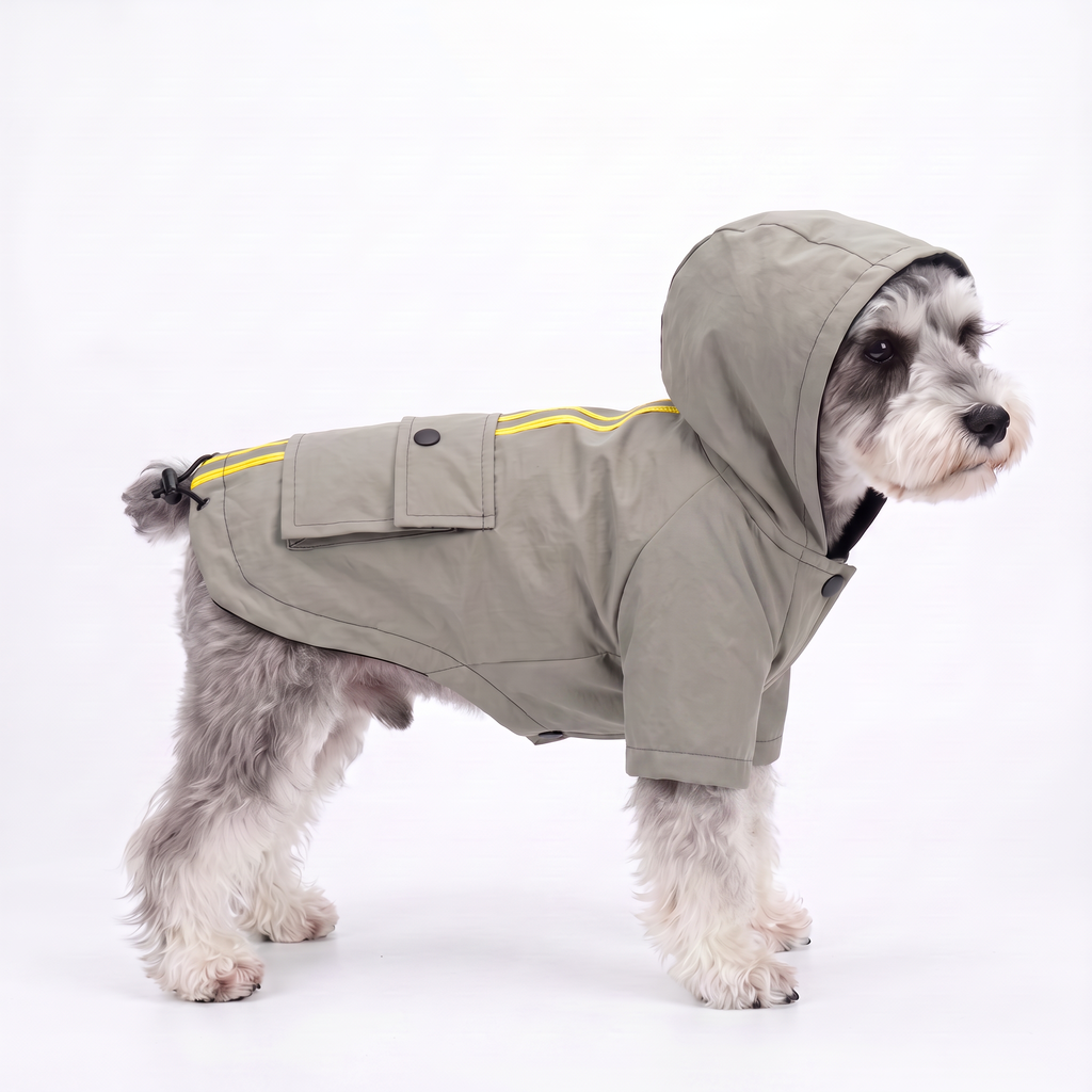 【Chubby Melon】Waterproof Hooded Dog Rain Jacket Windproof Reflective Stripe Puppy Outdoor Coat for Small Dogs