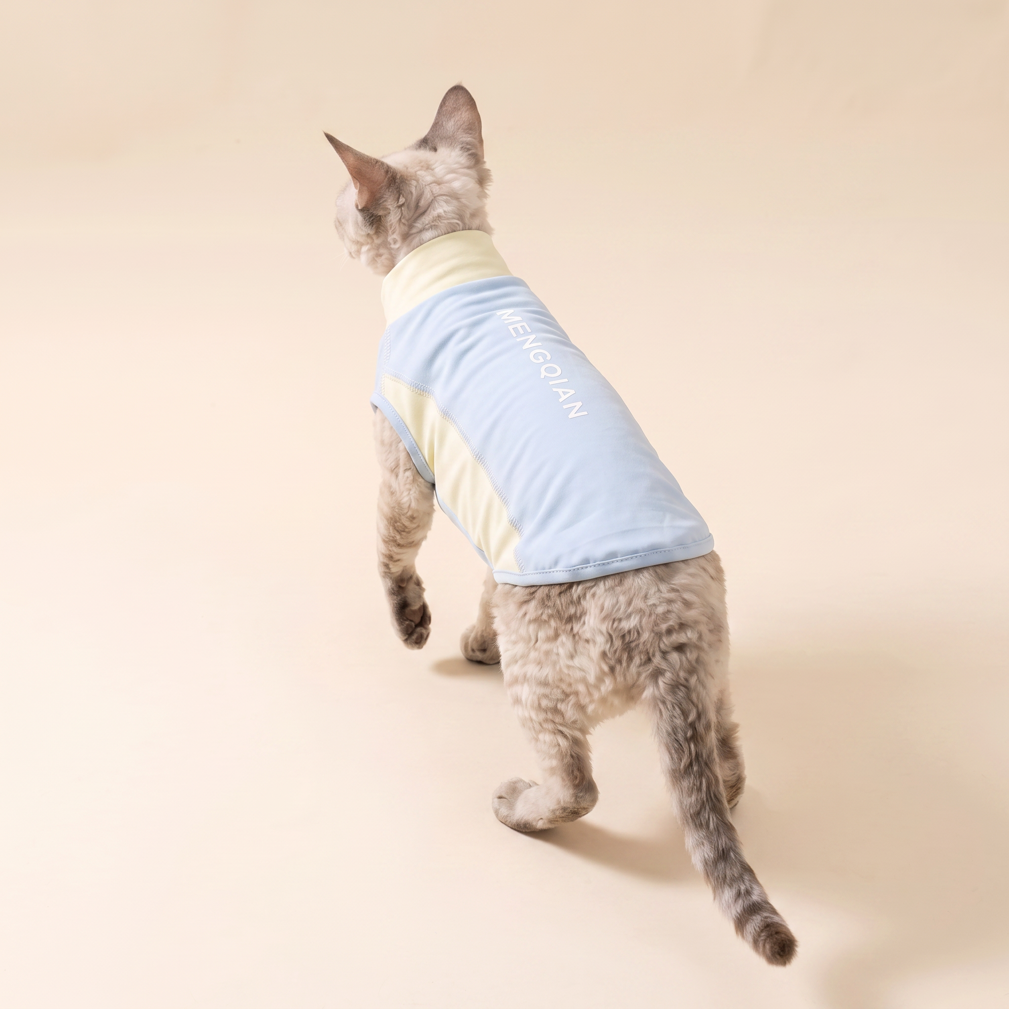 【Chubby Melon】 Summer Cool Dog Shirt Light Blue Yellow Stretchy Pet Tank Clothes Daily Walking Puppy Outfit